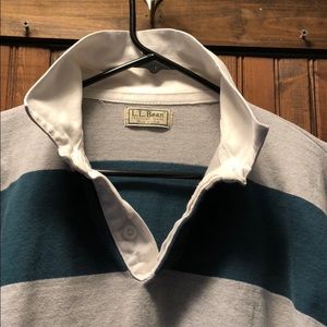 L.L. Bean rugby shirt hunter green and gray HD